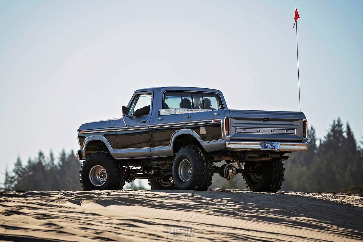Jarrod’s black and silver 1979 Ford F-150 on the dunes